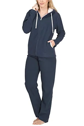SLOUCHER Fleece-Anzug für Damen - Bequemer Hausanzug in Rauch-blau, Größe 48-50 - Streatwear Trainingsanzüge für Damen, aus 100% Micropolyester für hohen Tragekomfort und Wärme, ideal für gemütliche Stunden zuhause.