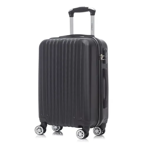 YONSLY Reisekoffer Trolley Set - 3-teilig, Schwarz - Robustes Kofferset aus leichtem ABS-Material mit 360° Rollen für mühelose Mobilität. Inklusive zuverlässigem Sicherheitsschloss und ergonomischem Gummigriff für hohen Komfort auf Reisen.