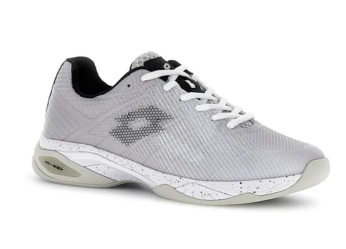Lotto Mirage 300 III Carpet - Weißer Tennisschuh in Größe 43 EU - Sportlicher Tennisschuh für Teppichbeläge, bietet hervorragende Stabilität und Komfort für leidenschaftliche Tennisspieler.