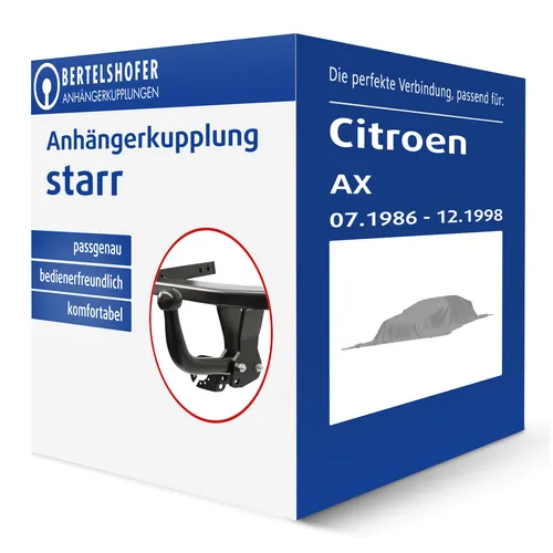 Auto Hak Starre Anhängerkupplung für Citroen AX (1986-1998) - Anhängerkupplung von Auto Hak, starr mit 750 kg Anhängelast, keine Eintragung in Fahrzeugpapiere notwendig, ideal für Citroen AX Modelle von 1986 bis 1998.