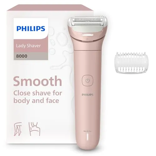 Philips Lady Shaver Series 8000 - kabelloser Damenrasierer - Damenrasierer mit 3-Klingen-System für eine sanfte Rasur, flexibel für alle Körperkonturen und mit bis zu 100 Min. Laufzeit - ideal für eine mühelose Nass- und Trockenrasur.
