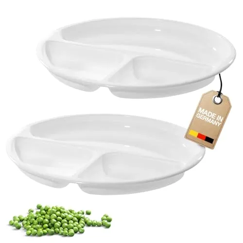 Westmark Mikrowellen-Menüteller mit 3 Einteilungen, 2 Stück, Durchmesser: 25 cm, Kunststoff, Weiß, 224022E3