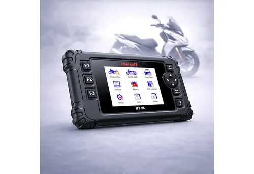 iCarsoft OBD2-Diagnosegerät MT V6 für KYMCO Motor Roller - Praktisches OBD2-Diagnosegerät mit Adapter und Updates, ideal für die Fahrzeugdiagnose und Fehlerbehebung bei KYMCO Motor Rollern.