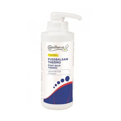 Camillen 60 Fußbalsam Thermo 500ml - Fußpflege mit wärmenden Ingwerextrakten, ideal für kalte Wintermonate. Schützt vor kalten Füßen und pflegt die Haut weich und geschmeidig.