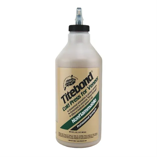 Titebond Holzleim für Furniere - Cold Press 946 ml - Hochwertiger Holzleim für die Kaltpressverleimung von Furnieren auf verschiedenen Oberflächen. Ideal für präzise Verklebungen ohne schädliche Dämpfe und durchscheinende Leimfugen.