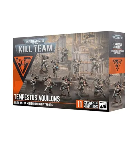 Warhammer 40.000 - Kill Team Tempestus Aquilons - Tabletop Spiel mit 181 Kunststoffkomponenten und 28 doppelseitigen Spielsteinen für einfache Übersicht im Kampf. Ideal für Hobbyisten, die ihre Modelle selbst gestalten möchten.