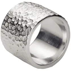 SILBERMOOS Silberring XL Breiter Strukturbandring gehämmert, 925 Sterling Silber silberfarben 66