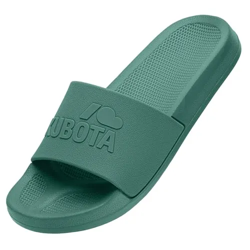 Kubota Basic Plain Badelatschen Herren & Damen - Rutschfest Badeschuhe - Flip Flops für Sauna & Strand - Leichte Hausschuhe - Grün Einfarbig - 40