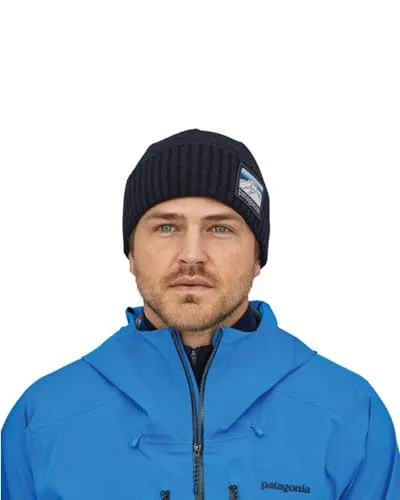 Patagonia Herren Brodeo Beanie, Schwarz, Einheitsgröße EU - Mützen aus recyceltem Material, warm und bequem mit originellen Motiven, ideal für kalte Tage und umweltbewusste Mode.