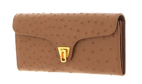 COCCINELLE Geldbörse Beat Ostrich aus echtem Rindsleder - Elegante Geldbörse aus hochwertigem Rindsleder in Nocciola mit praktischen Fächern für Karten und Scheine. Ideal für den täglichen Gebrauch und stilvoll im Design.