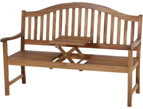 SIENA GARDEN 3-Sitzer Bank Pisa aus Akazienholz - Gartenbank mit integriertem ausklappbarem Tisch für zusätzlichen Komfort, aus 100% FSC®-zertifiziertem Akazienholz, ideal für entspannte Stunden im Freien.