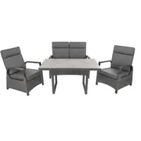 bellavista - Home & Garden Lounge Set "Orlando" - Gartenmöbel für stilvolle Entspannung im Freien - Luxuriöses Lounge-Set mit pulverbeschichtetem Aluminiumrahmen und modernem Polyrattangeflecht.