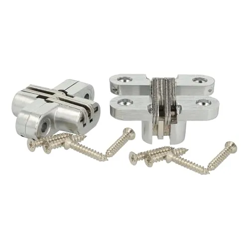 SOTECH 1 Paar Einfrässcharnier VICI 45 x 13 mm Öffnungswinkel 180° Türscharnier mit Bandarm aus Edelstahl, Einlassscharnier zum Schrauben für Möbeltüre, Truhen, Klapptische
