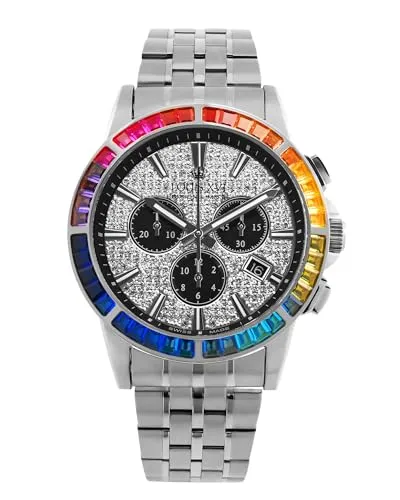 LOUIS XVI Majesté Iced Out 1121 - Ø43 mm - Herren Uhr - Wasserdicht - Mit Saphirglas - Armband Silber - Zifferblatt CZ-Diamanten - Schweizer Quarzwerk