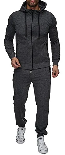 Reslad Herren Jogginganzug - Sportlicher Sweatanzug in Grau XXL - Stylischer Herren Jogginganzug aus 90% Baumwolle, perfekt für Sport und Freizeit. Mit praktischen Reißverschlusstaschen und Kapuze, ideal für aktive Tage.