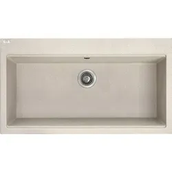BADLAND Granitspüle TAU 50x90 Beige mit Siphon-Set - Einzelbecken-Spüle in Beige, hitzebeständig und kratzfest. Ideal für Ihre Küche, bietet viel Platz und eine einfache Installation. Das Set enthält alles Notwendige für einen schnellen Einbau.