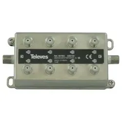 Televes AZ814D 8-fach Abzweiger - Antennenkabel und Adapter, ermöglicht die Verteilung von Signalen auf bis zu 8 Ausgänge mit einer hohen Verstärkung von 14dB für optimale Empfangsqualität.