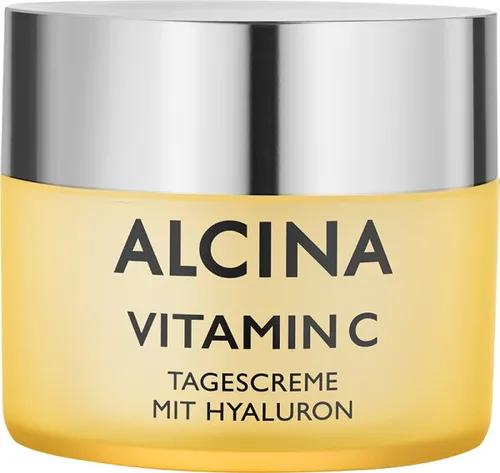 Alcina Vitamin C Tagescreme 50 ml - Alcina Pflegecreme mit verkapseltem Vitamin C, Hyaluron und Traubenkernöl für einen strahlenden Glow, ideal für einen frischen Start in den Tag und hohen Schutz gegen Hautalterung.