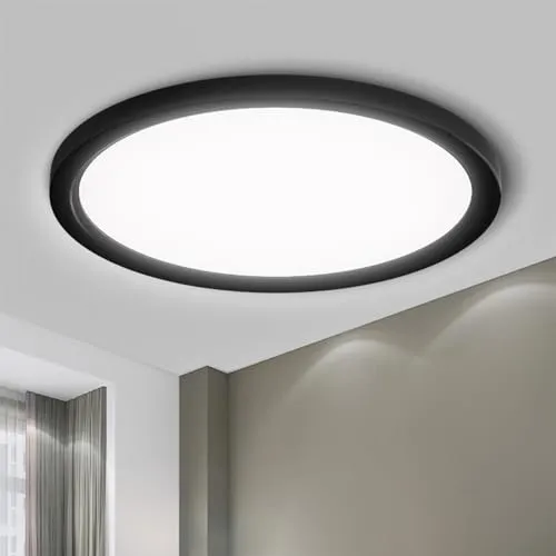 LQWELL® Deckenleuchte LED Deckenlampe, IP44 Wasserfest Badlampe Rund Flach 18W 6000K 1600LM Modern Schlicht Lampe Dünn für Wohnzimmer Badezimmer Schlafzimmer Küche Balkon Keller Büro, 220 * 24mm