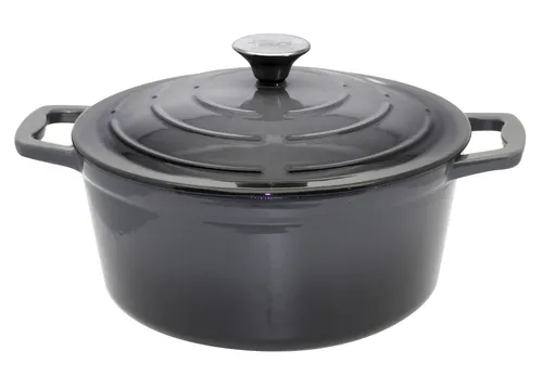 ELO Gusseisen Topf Ø26cm grau - Hochwertige Kochqualität - Töpfe mit optimaler Wärmeleitung und krosser Zubereitung. Spülmaschinengeeignet, backofenfest bis 240°C und für alle Herdarten, inklusive Induktion.