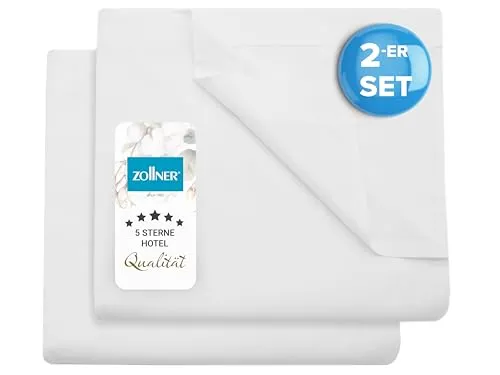 ZOLLNER Betttuch (2 Stück) 240 x 290 cm, 100% Baumwolle - Hochwertige Betttücher aus 100% Baumwolle, ideal für Wasser- und Boxspringbetten. Waschbar bis 95°C und OEKO-TEX® zertifiziert für höchste Qualität.