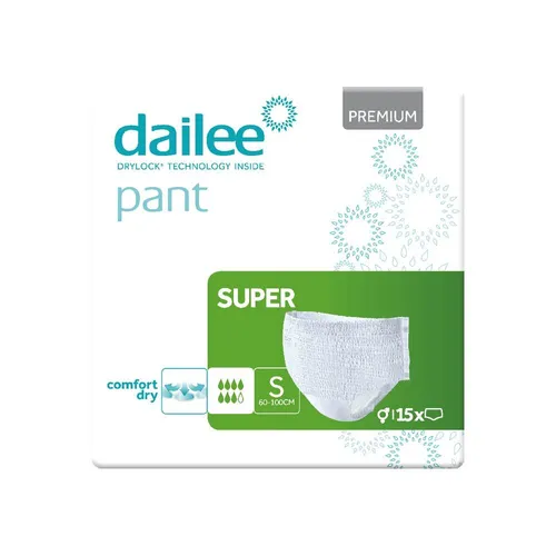 Dailee Pant Premium Super Gr. S - Inkontinenzpants (90 Stück) - Inkontinenzhilfen mit mittlerer bis starker Saugfähigkeit, ideal für unisex Nutzung, Hüftumfang 60-100 cm, für sicheren Schutz und hohen Tragekomfort.