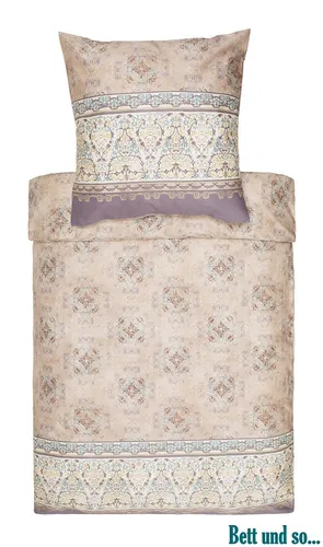 Bassetti Bettwäsche LUINI V6 155 x 220 cm - Hochwertige 2-teilige Bettwäsche aus Mako Satin in mediterranem Design. Ideal für ein angenehmes Schlafklima und stilvolle Akzente im Schlafzimmer. Set enthält einen Bettbezug (155 x 220 cm) und einen Kissenbezug (80 x 80 cm).