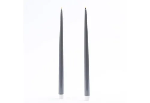 Deluxe Homeart LED-Kerze ELLA - 2er Set flackernd, 38cm grau - LED-Kerzen ELLA aus Echtwachs mit realistischer 3D Flamme, 300 Stunden Leuchtdauer, ideal für stimmungsvolle Dekoration in jedem Raum.