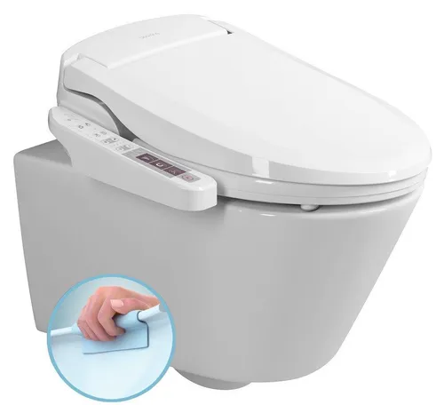 Sapho AVVA Wand-WC mit elektronischem Bidet BLOOMING EKO PLUS - Elegantes Wand-WC mit innovativem Bidet für höchsten Komfort. Aus hochwertiger Keramik, ausgestattet mit vielfältigen Funktionen wie Heizungs- und Trocknungsoptionen. Ideal für moderne Bäder.