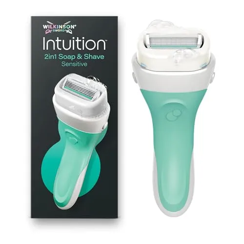 Wilkinson Sword Intuition 2in1 Soap & Shave Sensitive Skin Damenrasierer, Rasiergriff plus 1 Ersatzklinge
