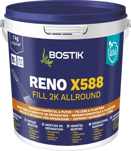 Bostik Reno X588 Fill 2K Reparatur-Mörtel 1 kg - Flexibler Reparatur-Mörtel für Beton und Wände, ideal für vielseitige Anwendungen. Hohe Qualität und einfache Verarbeitung für professionelle Ergebnisse.