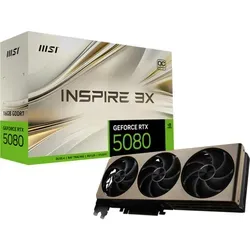 MSI GeForce RTX 5080 16G INSPIRE 3X OC - Hochleistungs-Grafikkarte - Erleben Sie Gaming in neuer Dimension mit der MSI GeForce RTX 5080. 16 GB GDDR7-Speicher und 3 Lüfter sorgen für optimale Kühlung und Leistung bei Auflösungen bis zu 7680 x 4320 Pixel.