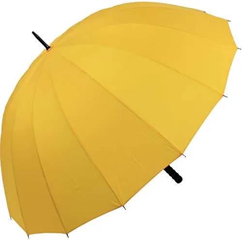 iX-brella - Leichter XXL Partnerschirm mit Softgriff, 1,29m Durchmesser (gelb) - Stockschirme: Besonderer 16-teiliges Design für Stabilität und Style. Mit 1,29m Durchmesser schützt er Sie und Ihren Partner bei jedem Wetter. Hochwertiges Pongee-Polyester und leichter Softgriff für maximalen Komfort.