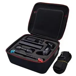 INF Nintendo Switch Case, Stabiler Tragekoffer mit Hartschale in Schwarz-Rot - Robuster Tragekoffer mit viel Platz für Konsole und Zubehör. Ideal für Ordnung und Schutz – perfekt für unterwegs, mit stoßfester EVA-Schale und gepolstertem Innenraum für optimale Sicherheit.