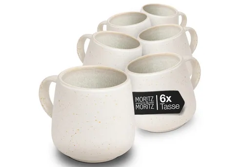 Moritz & Moritz Tasse SOLID UNI creme - 6er Set - Kaffeetassen aus hochwertigem Steinzeug, spülmaschinen- und mikrowellengeeignet, ideal für stilvolles Trinken bei 6 Personen.