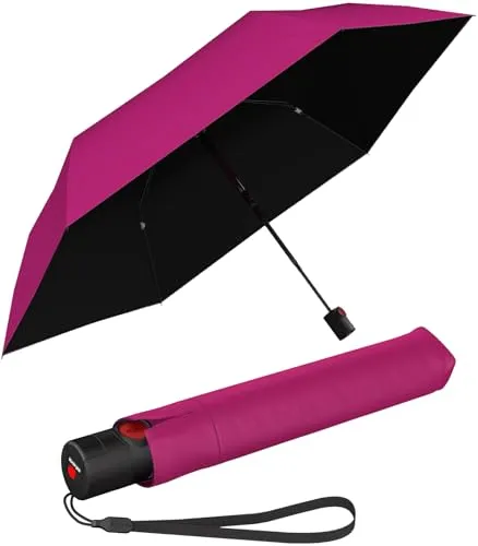 Knirps U.200 Ultra Light Duomatic Taschenschirm – Pink Love - Leichter Taschenschirm mit Auf-Zu-Automatik, ideal für Reisen. Schützt vor UV-Strahlen und Hitze, passt in jede Handtasche und wiegt nur 230 g. Perfekt für stilvolle Regentage!