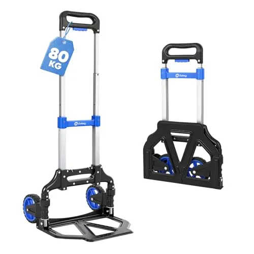 Sekey Klappbare Sackkarre - Leichte Transportkarre mit 80 kg Tragkraft - Die Sekey Sackkarre ist ultraleicht (3,5 kg) und tragfähig (80 kg). In nur 1 Sekunde zusammenfaltbar, ideal für Umzüge und Transporte. Ergonomischer, höhenverstellbarer Griff für eine bequeme Handhabung.