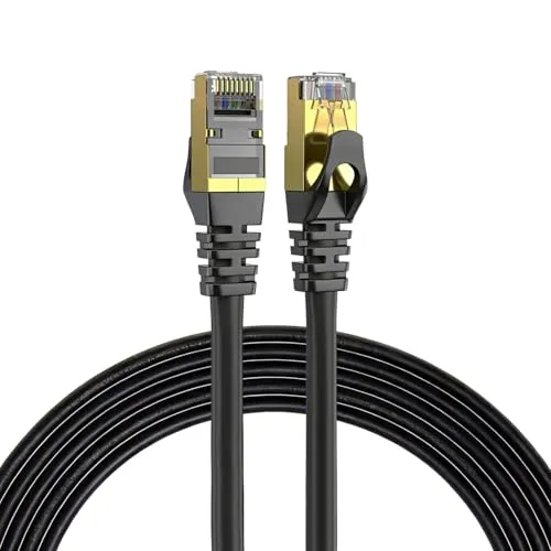 Elfcam® 30 Meter Cat 7 Ethernet Kabel - Vergoldete RJ45 Stecker - Cat-7-Ethernetkabel mit 100% Kupfer und 10 Gbit/s Geschwindigkeit. Ideal für stabile Verbindungen zwischen Netzwerkgeräten. Vergoldete Kontakte sorgen für optimale Signalqualität und Korrosionsbeständigkeit.