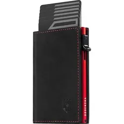 DODENSHA Herren Slim Wallet RFID Schutz mit Magnetverschluss - Unisex Geldbörse in Schwarz-Rot, bietet RFID-Schutz für Ihre Karten und hat ein elegantes, schlankes Design.