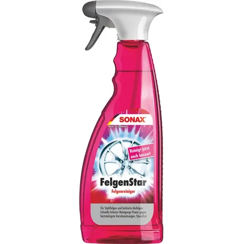 SONAX Felgen Star 750 ml - Effektiver Felgenreiniger - Autopflege & Motorradpflege: SONAX Felgen-Star entfernt mühelos hartnäckige Verschmutzungen wie Bremsstaub und Öl von Stahl- und lackierten Alufelgen.