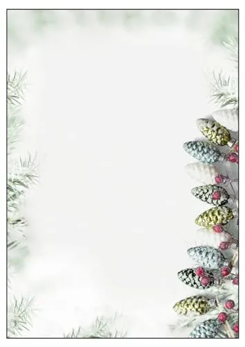 SIGEL DP177 Briefpapier Weihnachten A4, 100 Blatt "Christmas Garland", Weihnachtsbriefpapier aus nachhaltigem Papier für Weihnachtspost, Einladung, Menükarte