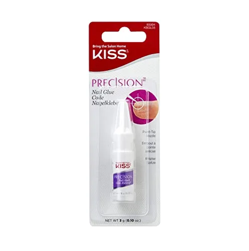 KISS Nagelkleber PRECISION mit Dosierspritze 3g – Schnelltrocknender Nagelkleber - Nagelkleber für Kunstnägel, der in Sekundenschnelle klebt und gleichmäßig aufgetragen werden kann, ideal für lange Haltbarkeit und ohne Luftbläschen.