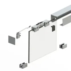 Schiebetürbeschlag mit Laufschiene 3000mm - Türsicherungen für Schiebetüren, robust und elegant in Edelstahloptik, ideal für ESG/VSG-Glas mit einem maximalen Flügelgewicht von 80 kg.