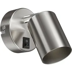 ledscom.de Wandleuchte WAIKA, Schalter, edelstahl matt, rund, 1x GU10 max. 60W