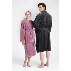 OTTO home Unisex-Bademantel Lillou Kimono, ideal für Sauna & Spa, Hotelbademantel, Morgenmantel, Midilänge, Microfaser, Kimono-Kragen, Gürtel, kuschelig weicher Fleece, plüsch, für Damen und Herren, XS-3XL lila XS | 110 cm