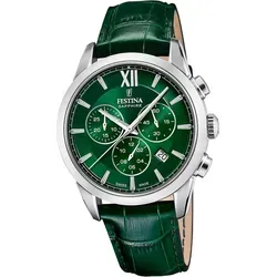 Festina Herrenuhr UF20041/3 mit grünem Lederarmband - Elegante Armbanduhr für Herren mit grünem Lederarmband und robustem Edelstahlgehäuse. Hochwertiges Quarzwerk und bis 10 bar wasserdicht – ideal für jeden Anlass.