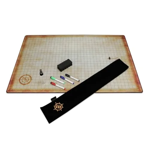 ENHANCE Deluxe RPG-Gittermatte - Vielseitige DND-Karte - Gesellschaftsspiel und kreatives Rollenspiel-Tool, ideal für unvergessliche Abenteuer mit trockenen und nassen Markern, reiß- und wasserbeständig für langlebigen Spaß.
