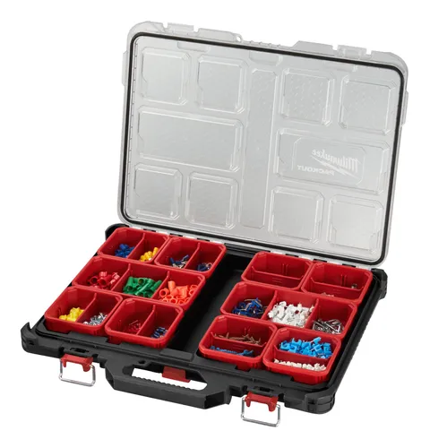 Milwaukee PACKOUTTM Slim Organizer 4932471064 - Werkzeug-Sets - Der robuste und modulare Organizer bietet optimale Aufbewahrungslösungen für Werkzeuge und Zubehör, ideal für Profis und Heimwerker.