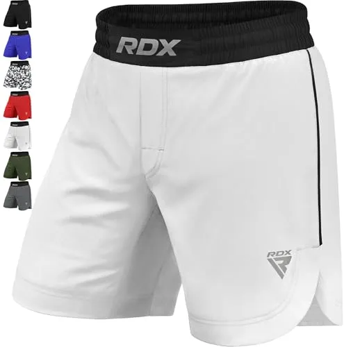 RDX MMA Shorts Herren - Strapazierfähige Kampfsporthose für Boxen und Kickboxen - Trainingsbekleidung mit 98% Polyester und 2% Spandex für hohen Tragekomfort. Schnelltrocknend und mit verstellbarem Kordelzug für optimale Passform. Ideal für intensives Training in Kampfsportarten.