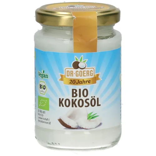 Dr. Goerg Kokosöl bio 200ml - Bio-Kokosöl im praktischen 200ml Glas, ideal für den kleinen Kokoshunger und als schmackhaftes Mitbringsel für Gastgeber.